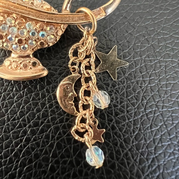 Kirks Folly Magic Lamp Aurora Borealis Rhinestone Brooch with Charms Gold Tone - Picture 5 of 9